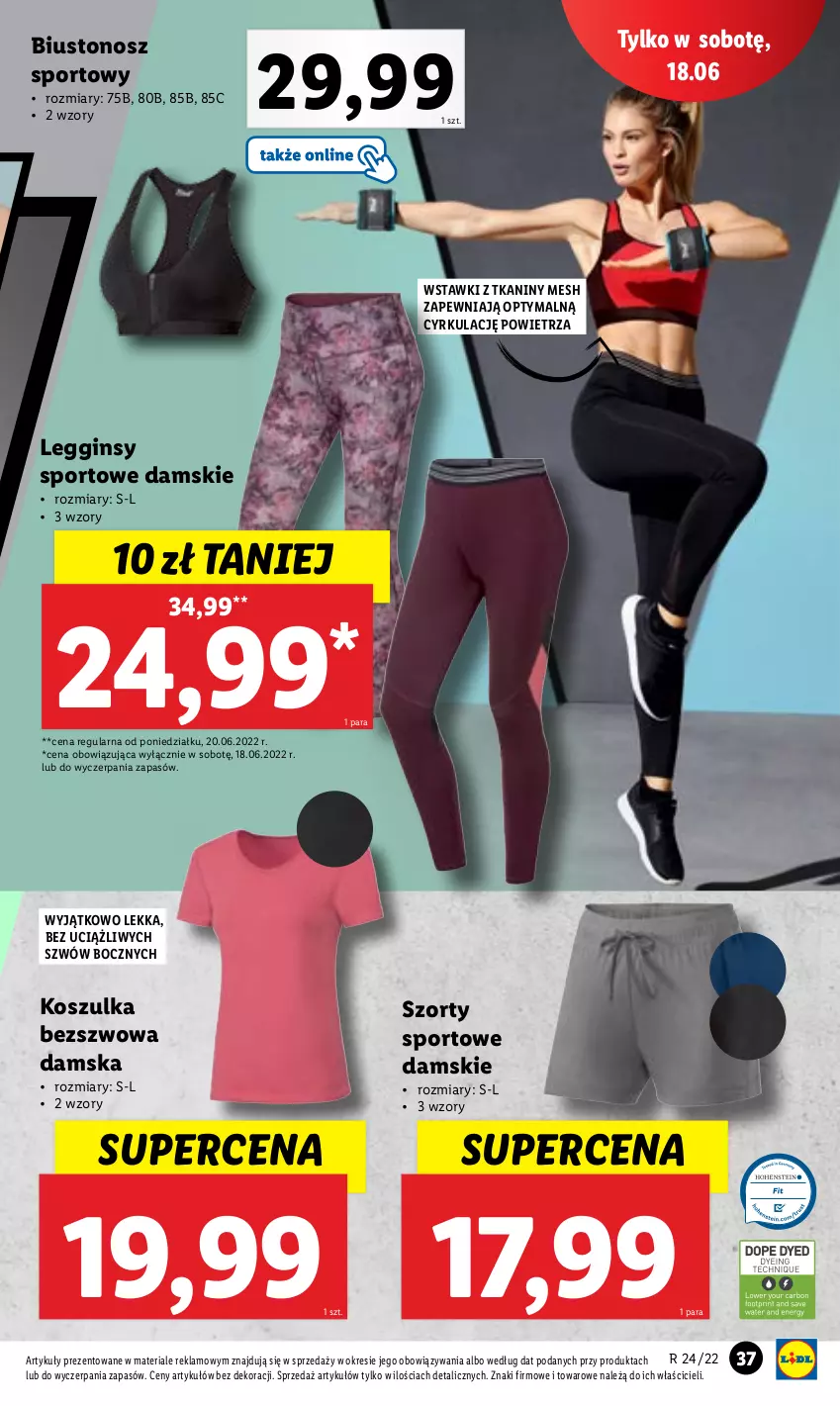 Gazetka promocyjna Lidl - GAZETKA - ważna 13.06 do 18.06.2022 - strona 43 - produkty: Biustonosz, Gin, Kosz, Koszulka, Legginsy, Por, Sport, Szorty