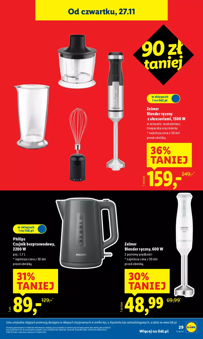 Gazetka promocyjna Lidl - GAZETKA - ważna 24.11 do 29.11.2025 - strona 31 - produkty: Blender, Blender ręczny, Czajnik, Miarka, Philips, Rozdrabniacz, Trzepaczka, Zelmer