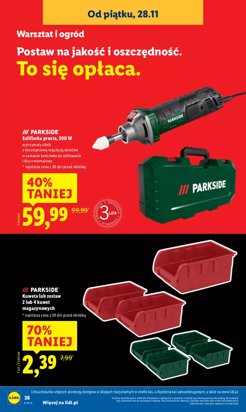 Gazetka promocyjna Lidl - GAZETKA - ważna 24.11 do 29.11.2025 - strona 42 - produkty: Kuweta, Ogród, Szlifierka, Top