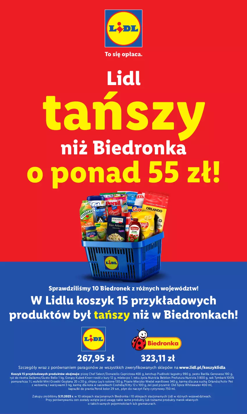Gazetka promocyjna Lidl - GAZETKA - ważna 24.11 do 29.11.2025 - strona 7 - produkty: Barilla, BEBILON, Bell, Chipsy, Dron, Fa, Fairy, Goplana, Gra, Grześki, Kapsułki do prania, Ketchup, Knorr, Kosz, Kubek, LANA, Lay’s, Mini Grześki, Mleczko, Mleko, Old Spice, Persil, Pesto, Por, Ptasie mleczko, Pudliszki, Rama, Rosół, Ryż, Sok, Tymbark, Warzywa