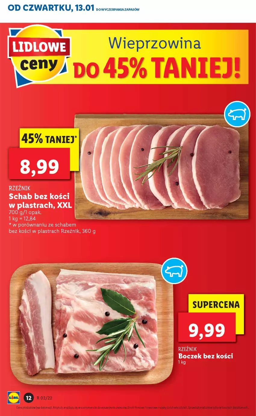 Gazetka promocyjna Lidl - GAZETKA - ważna 13.01 do 16.01.2022 - strona 12 - produkty: Boczek, Boczek bez kości, Por, Schab bez kości