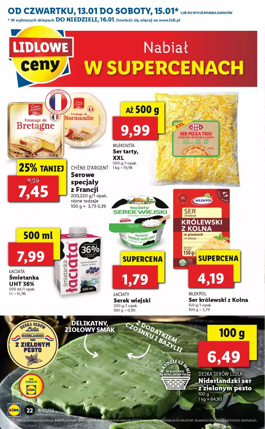 Gazetka promocyjna Lidl - GAZETKA - ważna 13.01 do 16.01.2022 - strona 22 - produkty: Królewski, Mleko, Mlekovita, Pesto, Ser, Serek, Serek wiejski