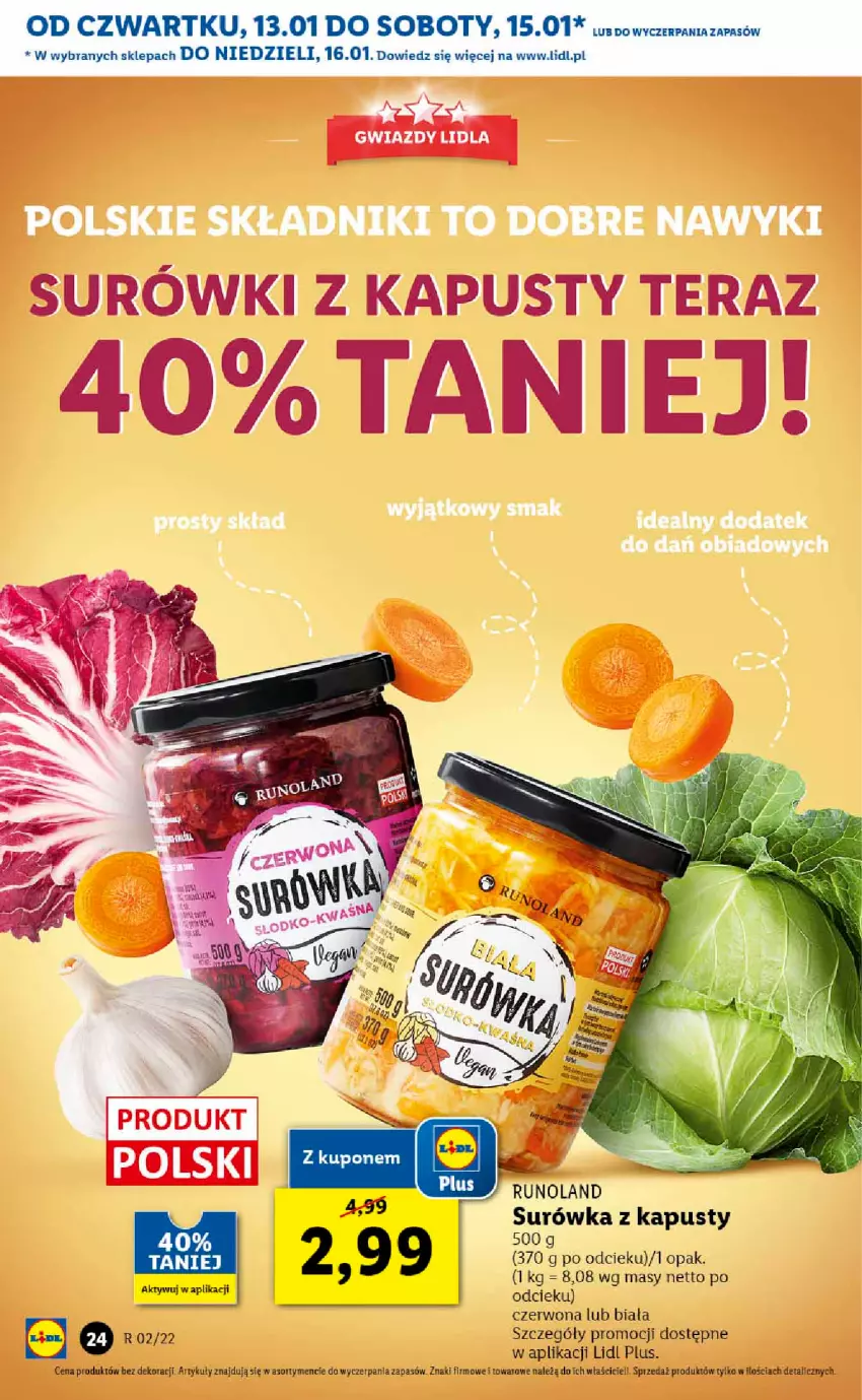 Gazetka promocyjna Lidl - GAZETKA - ważna 13.01 do 16.01.2022 - strona 24 - produkty: Runoland, Surówka, Tera