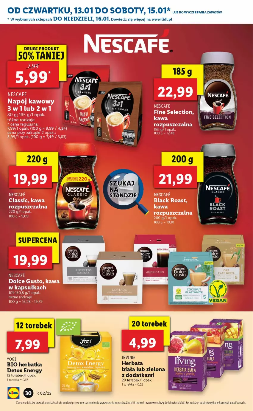 Gazetka promocyjna Lidl - GAZETKA - ważna 13.01 do 16.01.2022 - strona 30 - produkty: Dolce Gusto, Herbata, Irving, Lack, Torebka