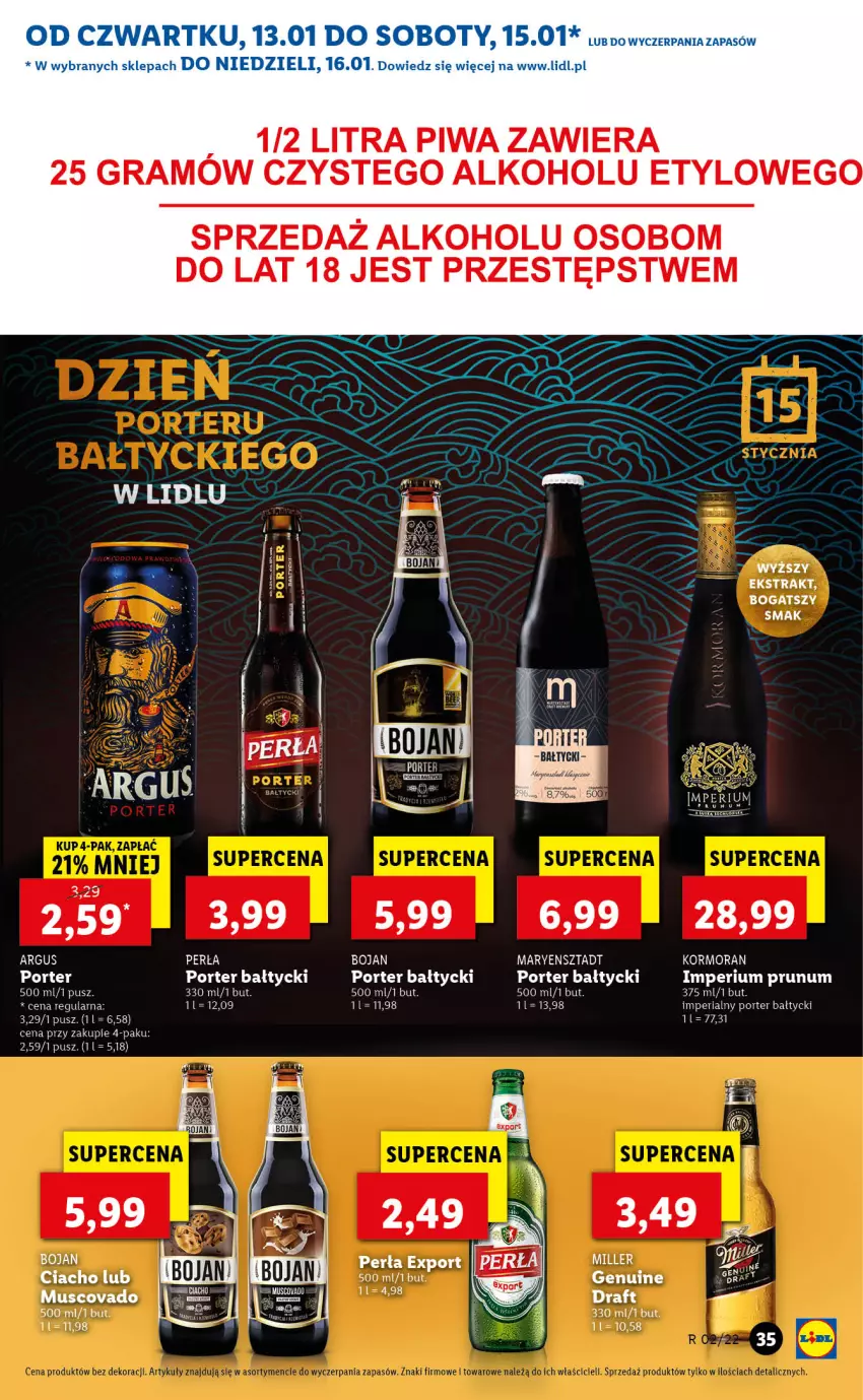 Gazetka promocyjna Lidl - GAZETKA - ważna 13.01 do 16.01.2022 - strona 35 - produkty: Gra, Mus, Perła, Piwa, Por