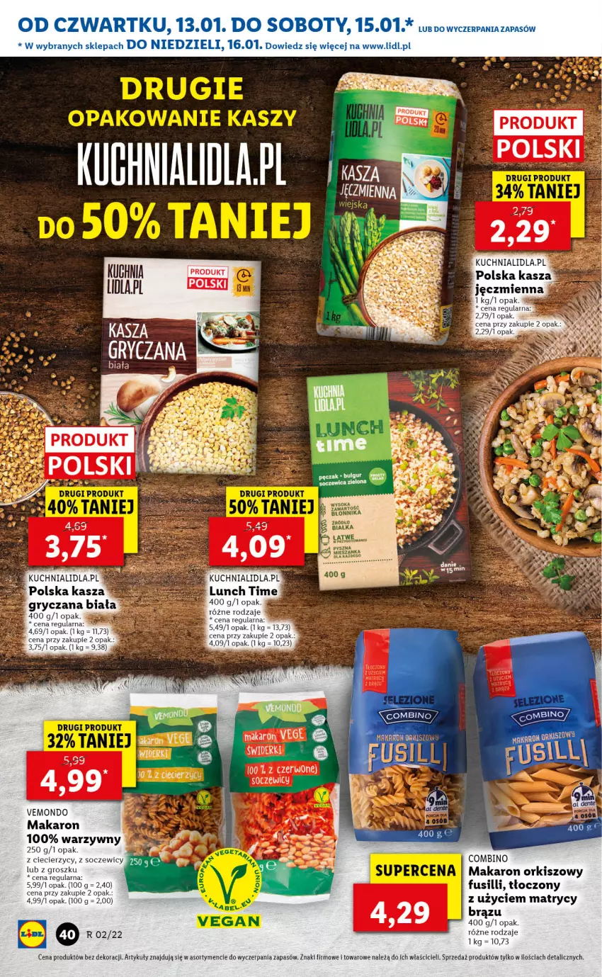 Gazetka promocyjna Lidl - GAZETKA - ważna 13.01 do 16.01.2022 - strona 40 - produkty: Gry, Kasza, Kasza gryczana, Kuchnia, Makaron