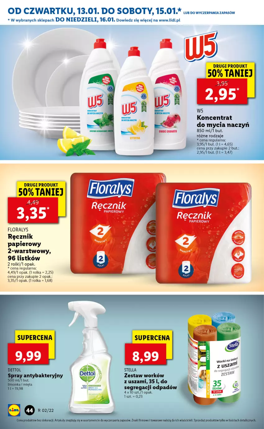 Gazetka promocyjna Lidl - GAZETKA - ważna 13.01 do 16.01.2022 - strona 44 - produkty: Dettol, Do mycia naczyń, Flora, Gra, Granat, Limonka, Mięta, Papier, Ręcznik, Rolki