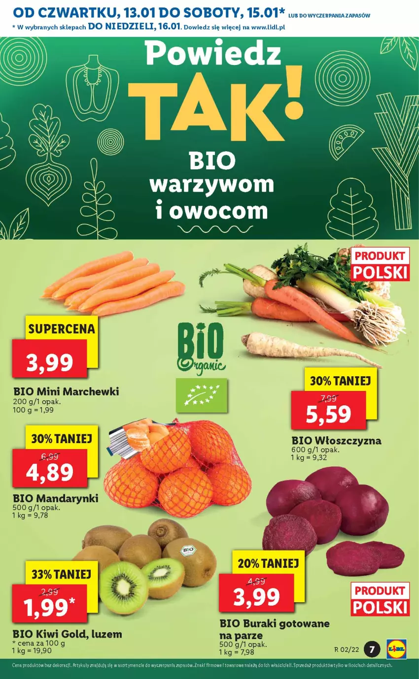 Gazetka promocyjna Lidl - GAZETKA - ważna 13.01 do 16.01.2022 - strona 7 - produkty: Buraki, Kiwi