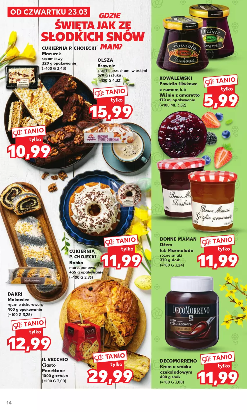 Gazetka promocyjna Kaufland - Oferta ważna od 23.03.2023 do 08.04.2023 lub do wyczerpania zapasów. - ważna 23.03 do 08.04.2023 - strona 14 - produkty: Babka, Brownie, Cukier, Dżem, Makowiec, Marmolada, Mola, Rum, Ser, Sezam