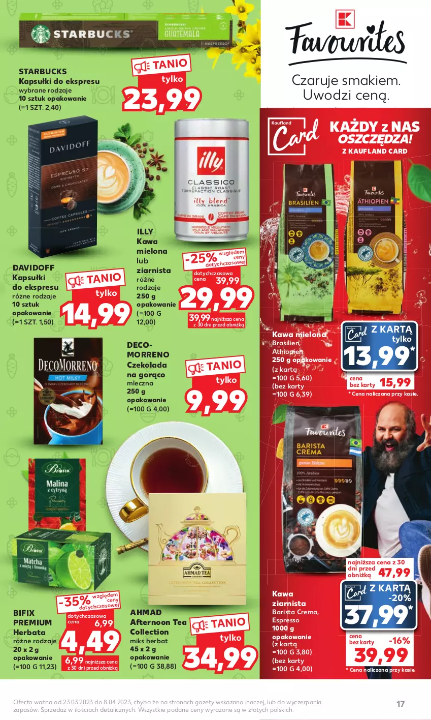 Gazetka promocyjna Kaufland - Oferta ważna od 23.03.2023 do 08.04.2023 lub do wyczerpania zapasów. - ważna 23.03 do 08.04.2023 - strona 17 - produkty: Czekolada, Davidoff, Herbata, Kawa, Kawa mielona, Kawa ziarnista