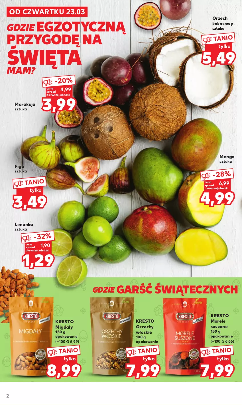 Gazetka promocyjna Kaufland - Oferta ważna od 23.03.2023 do 08.04.2023 lub do wyczerpania zapasów. - ważna 23.03 do 08.04.2023 - strona 2 - produkty: Kokos, Limonka, Mango, Migdały, Orzechy włoskie