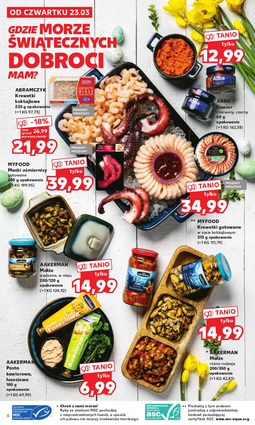 Gazetka promocyjna Kaufland - Oferta ważna od 23.03.2023 do 08.04.2023 lub do wyczerpania zapasów. - ważna 23.03 do 08.04.2023 - strona 6 - produkty: Kawior, Krewetki, Małże, Olej, Sos