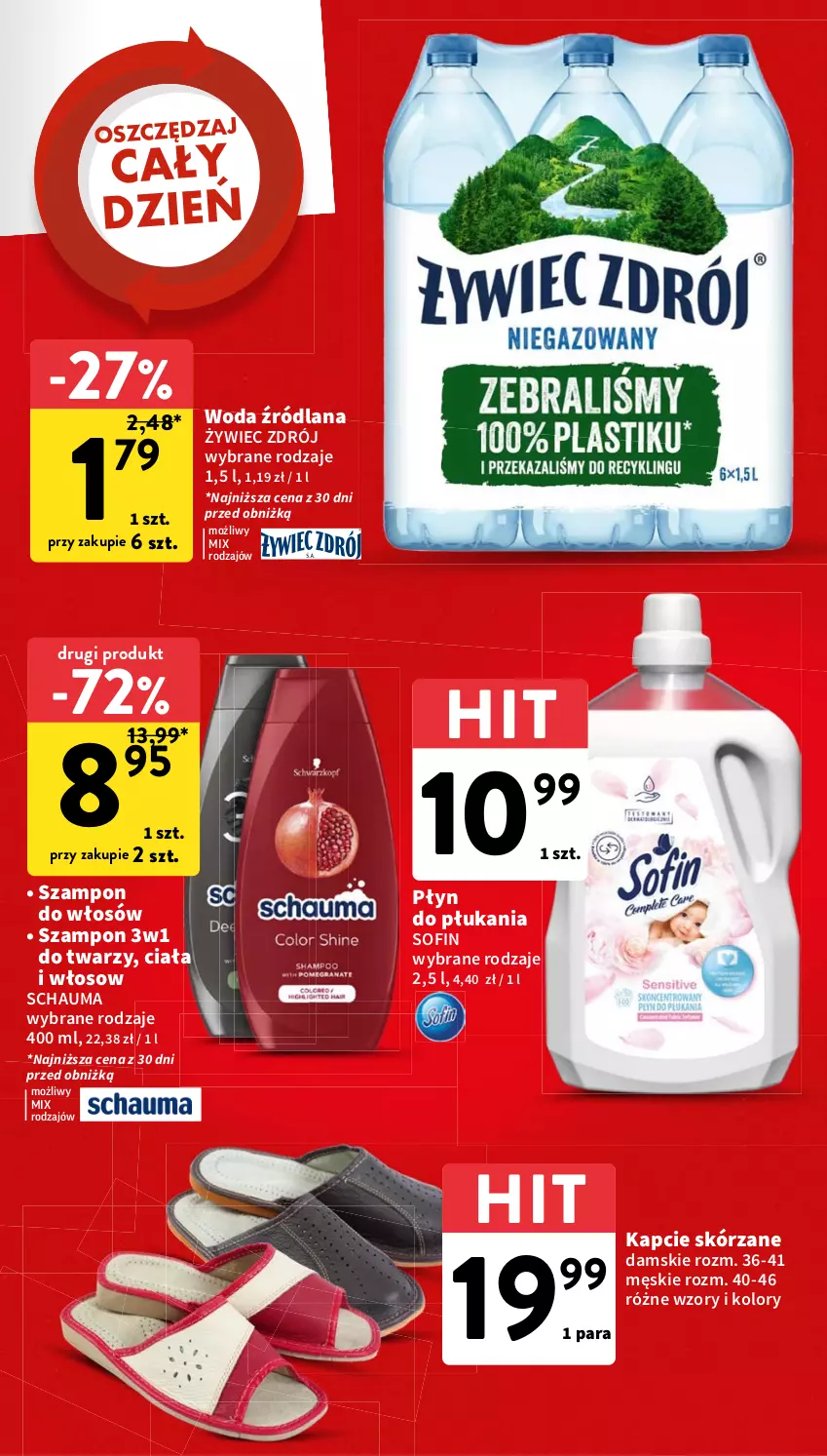 Gazetka promocyjna Intermarche - Gazetka Intermarche - ważna 19.10 do 25.10.2023 - strona 7 - produkty: Kapcie, LANA, Płyn do płukania, Schauma, Szampon, Woda