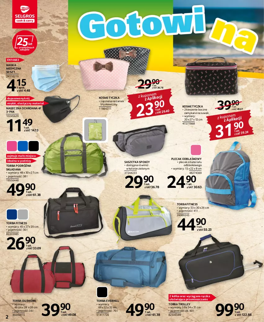 Gazetka promocyjna Selgros - Katalog Urlop - ważna 22.04 do 31.12.2022 - strona 2 - produkty: Kosmetyczka, Maska, Maska medyczna, Plecak, Torba