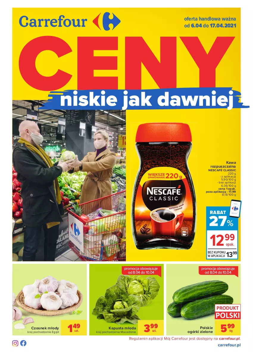 Gazetka promocyjna Carrefour - Gazetka Carrefour - ważna 05.04 do 17.04.2021 - strona 1 - produkty: Czosnek, Kawa, Kawa rozpuszczalna, Nescafé