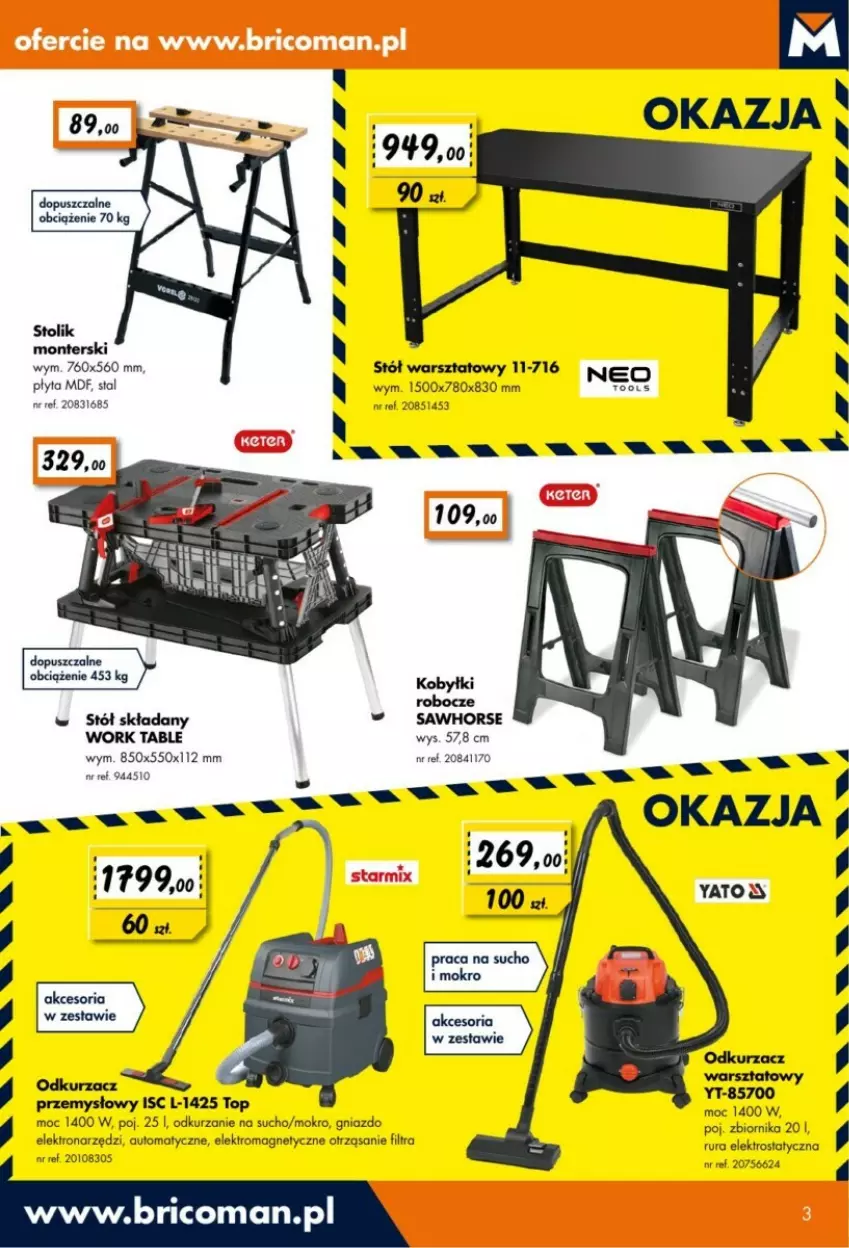 Gazetka promocyjna Bricomarche - ważna 06.11 do 19.11.2023 - strona 3 - produkty: Monte, Odkurzacz, Płyta, Rura, Stół, Stół warsztatowy, Stolik, Top