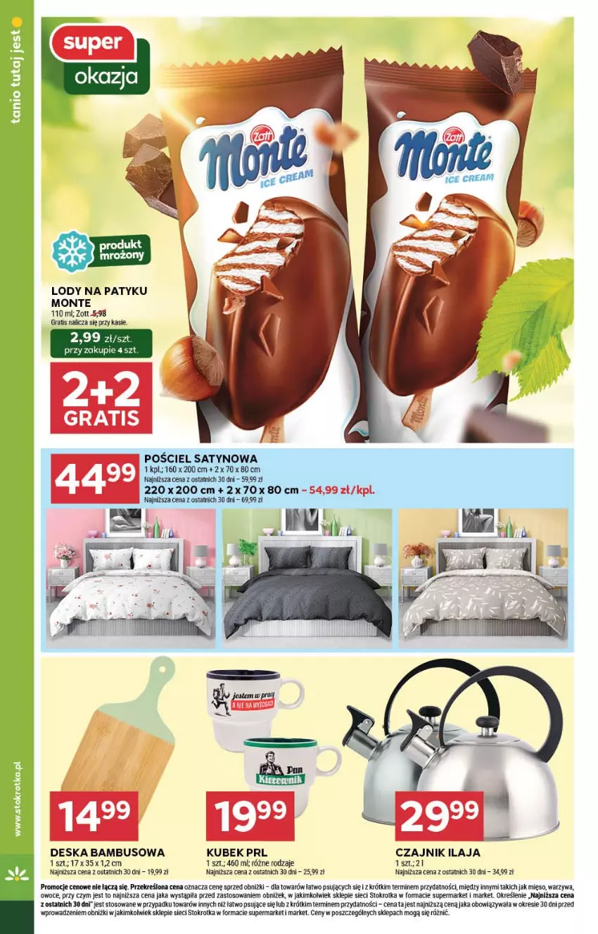 Gazetka promocyjna Stokrotka - Market - ważna 17.07 do 23.07.2025 - strona 22 - produkty: Czajnik, Gra, Kubek, Lody, Mięso, Monte, Owoce, Pościel, Warzywa, Zott