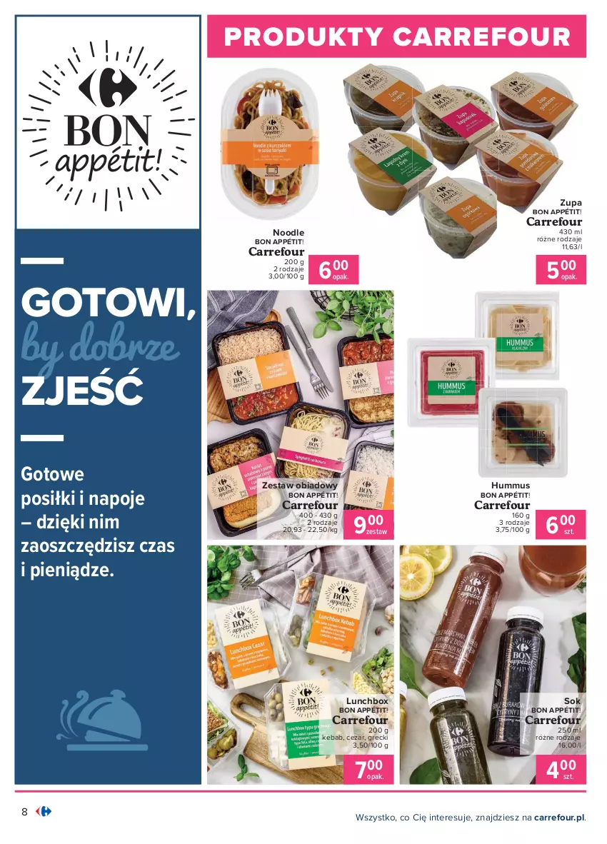 Gazetka promocyjna Carrefour - Gazetka Produkt Carregour - ważna 01.02 do 13.02.2021 - strona 8 - produkty: Hummus, Kebab, Mus, Napoje, Sok, Zupa