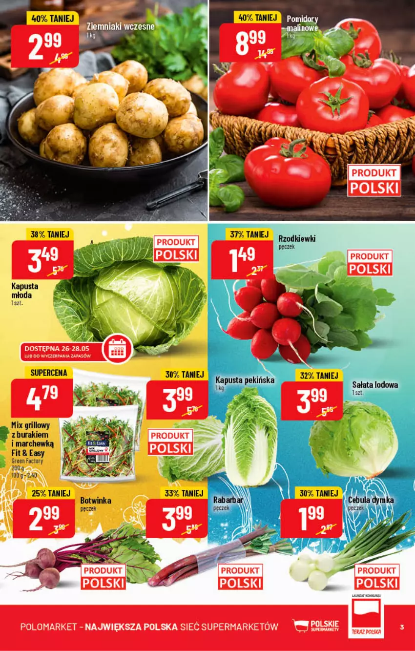 Gazetka promocyjna PoloMarket - Gazetka pomocyjna - ważna 25.05 do 31.05.2022 - strona 3 - produkty: Cebula, Fa, Pomidory, Sałat, Sałata lodowa, Sok, Tera, Ziemniaki