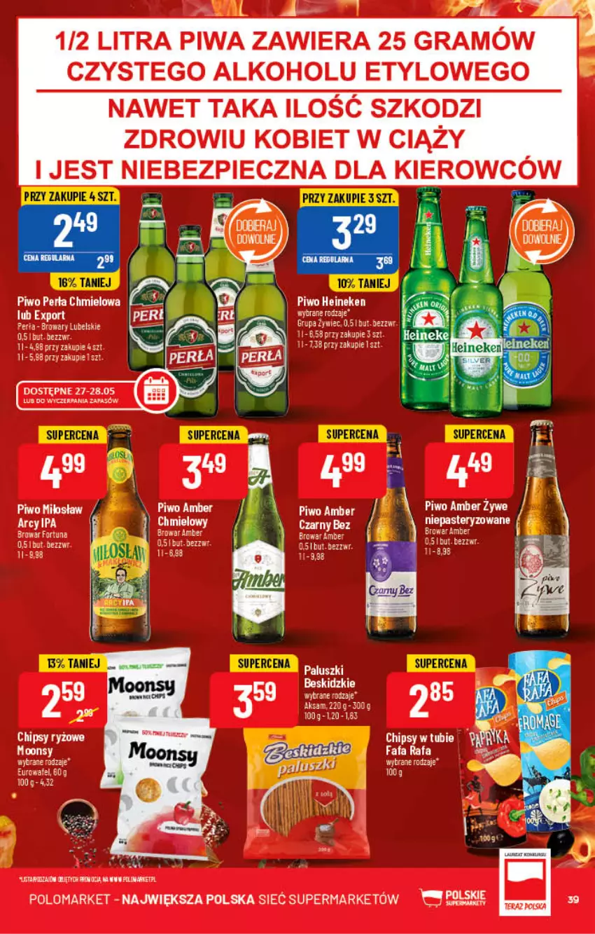 Gazetka promocyjna PoloMarket - Gazetka pomocyjna - ważna 25.05 do 31.05.2022 - strona 39 - produkty: Chipsy, Fa, Gra, Heineken, Perła, Piec, Piwa, Piwo, Por