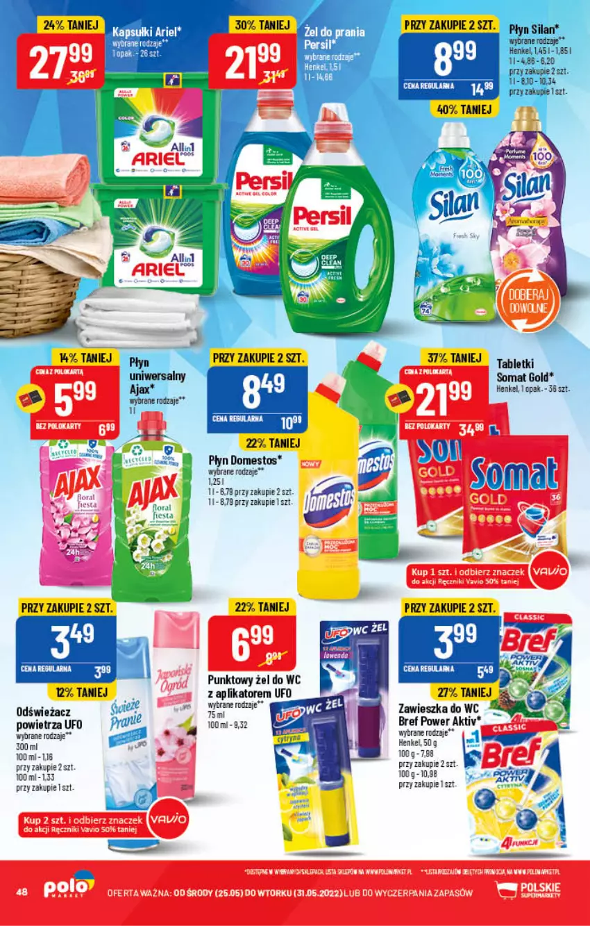 Gazetka promocyjna PoloMarket - Gazetka pomocyjna - ważna 25.05 do 31.05.2022 - strona 48 - produkty: Ariel, Bref, Domestos, Persil, Ser, Somat, Somat gold, Top, Zawieszka do wc