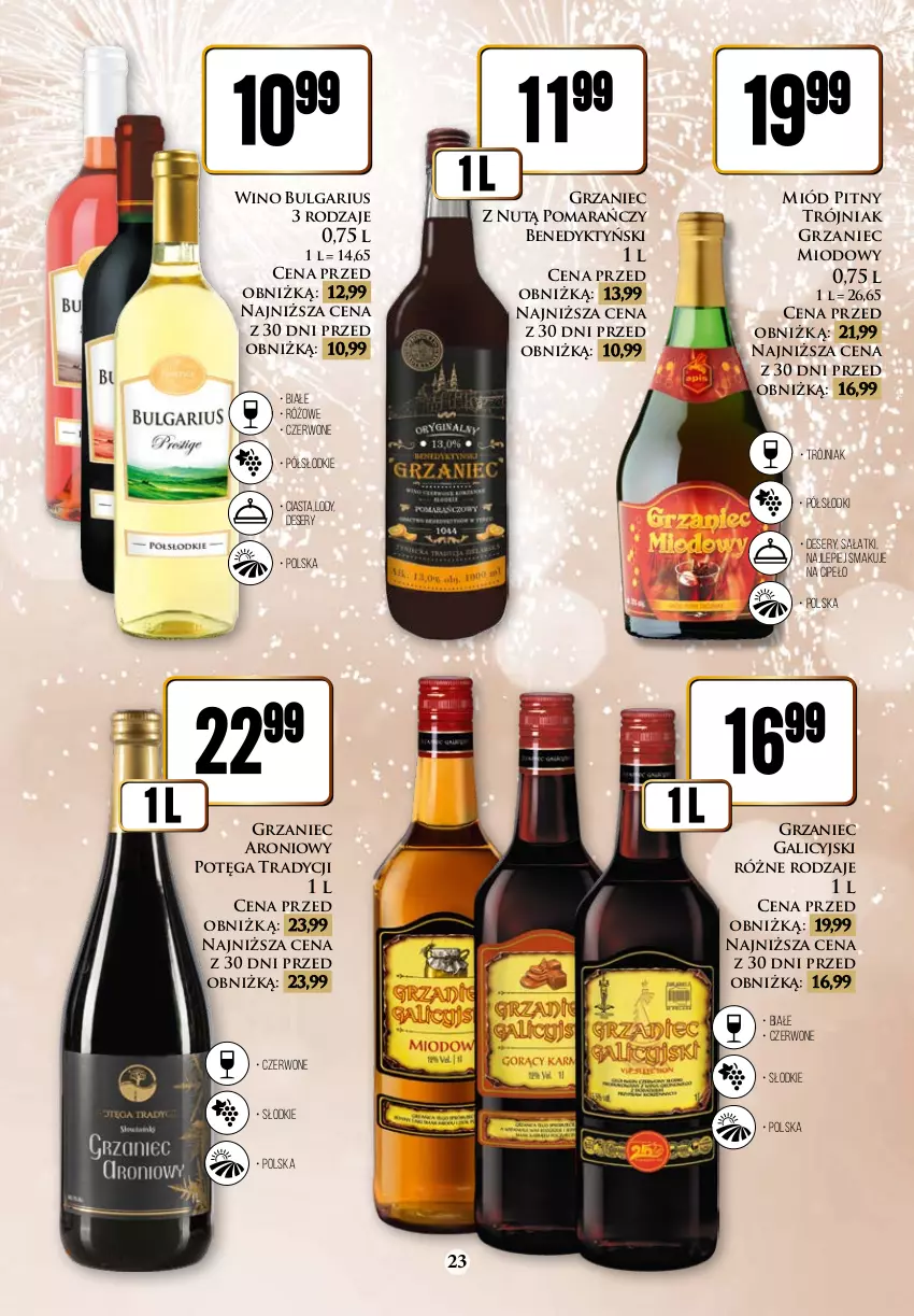 Gazetka promocyjna Dino - Katalog alkoholowy 18.12 - 30.12 - ważna 18.12 do 30.12.2023 - strona 23 - produkty: Deser, Grzaniec Galicyjski, LG, Lody, Miód, Miód pitny, Sałat, Ser, Wino