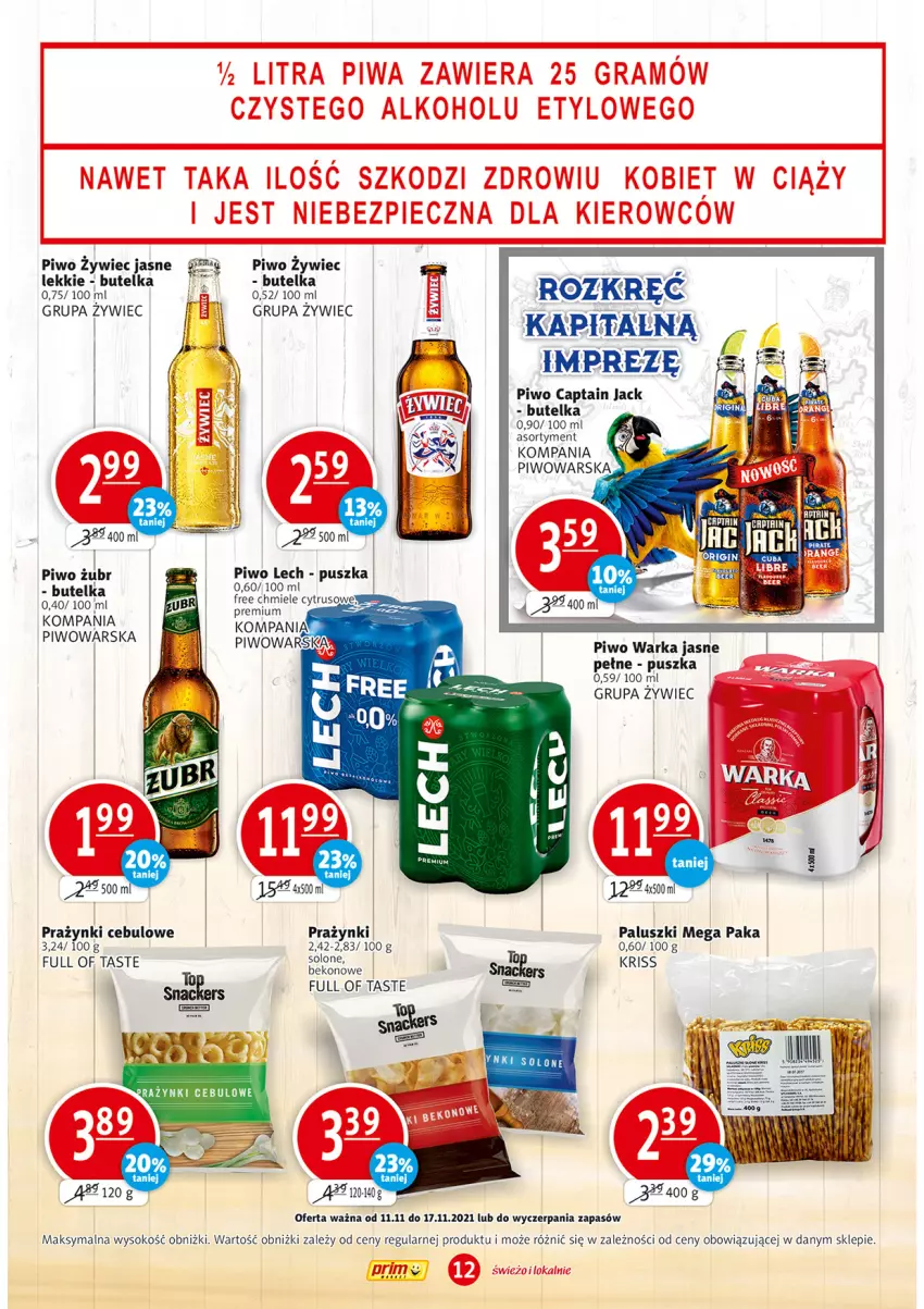 Gazetka promocyjna Prim Market - Gazetka - ważna 11.11 do 17.11.2021 - strona 12 - produkty: Beko, Captain Jack, Gra, Piec, Piwa, Piwo, Sok, Warka