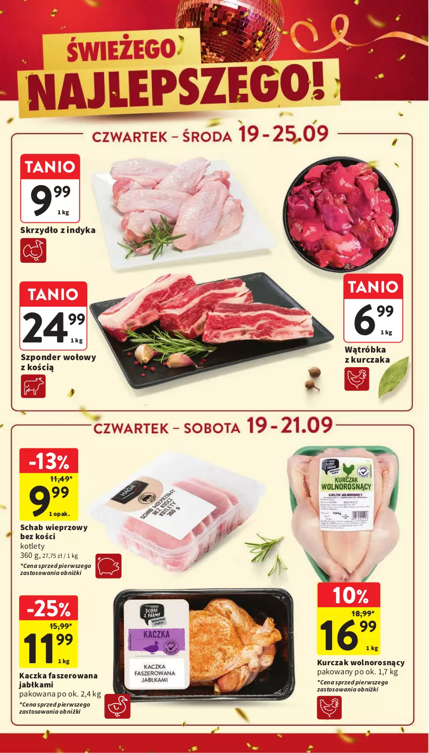 Gazetka promocyjna Intermarche - Gazetka Intermarche - ważna 19.09 do 25.09.2024 - strona 12 - produkty: Fa, Jabłka, Kaczka, Kaczka faszerowana, Kotlet, Kurczak, Schab wieprzowy, Szponder wołowy