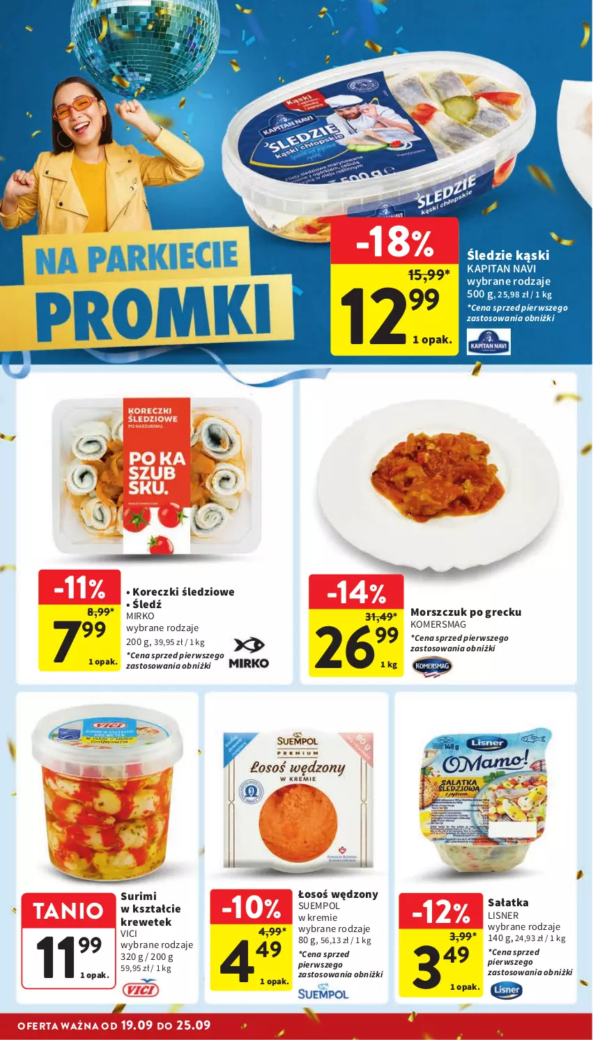 Gazetka promocyjna Intermarche - Gazetka Intermarche - ważna 19.09 do 25.09.2024 - strona 16 - produkty: Koreczki śledziowe, Lisner, Sałat, Sałatka, Suempol, Surimi