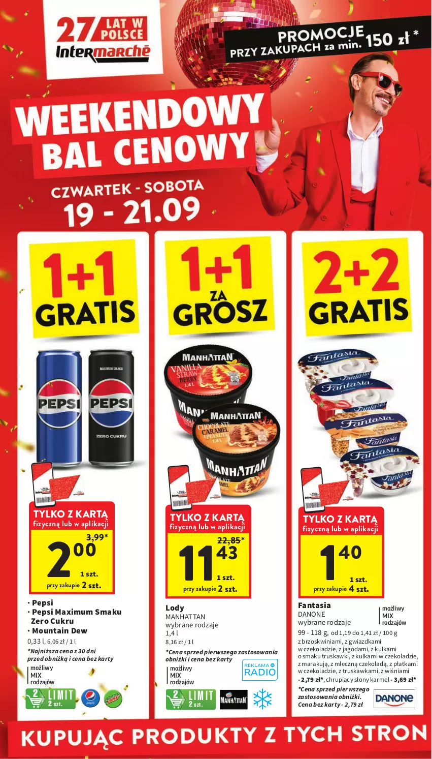 Gazetka promocyjna Intermarche - Gazetka Intermarche - ważna 19.09 do 25.09.2024 - strona 2 - produkty: Danone, Fa, Fanta, Lody, Pepsi, Pepsi max, Truskawki