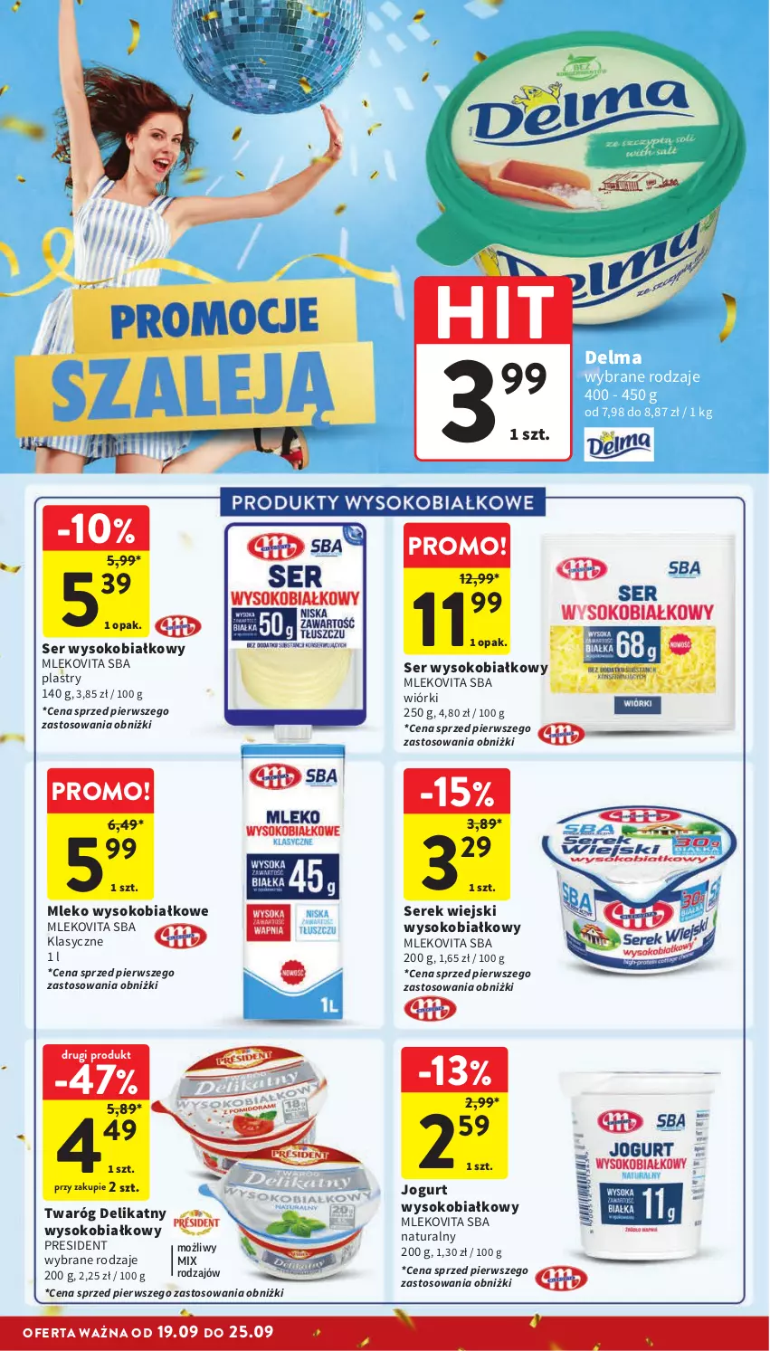 Gazetka promocyjna Intermarche - Gazetka Intermarche - ważna 19.09 do 25.09.2024 - strona 20 - produkty: Delma, Jogurt, Mleko, Mlekovita, Ser, Serek, Serek wiejski, Sok, Twaróg, Twaróg delikatny