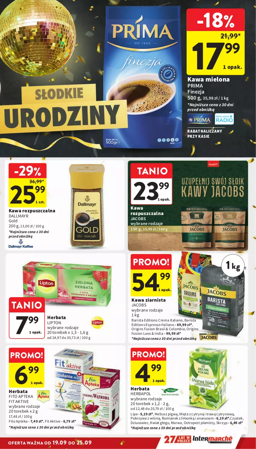 Gazetka promocyjna Intermarche - Gazetka Intermarche - ważna 19.09 do 25.09.2024 - strona 25 - produkty: Ananas, Apteka, Dallmayr, Fusion, Gin, Herbapol, Herbata, Jacobs, Kawa, Kawa mielona, Kawa rozpuszczalna, Kawa ziarnista, Lipton, Mięta, Ostropes, Prima, Rum, Stek