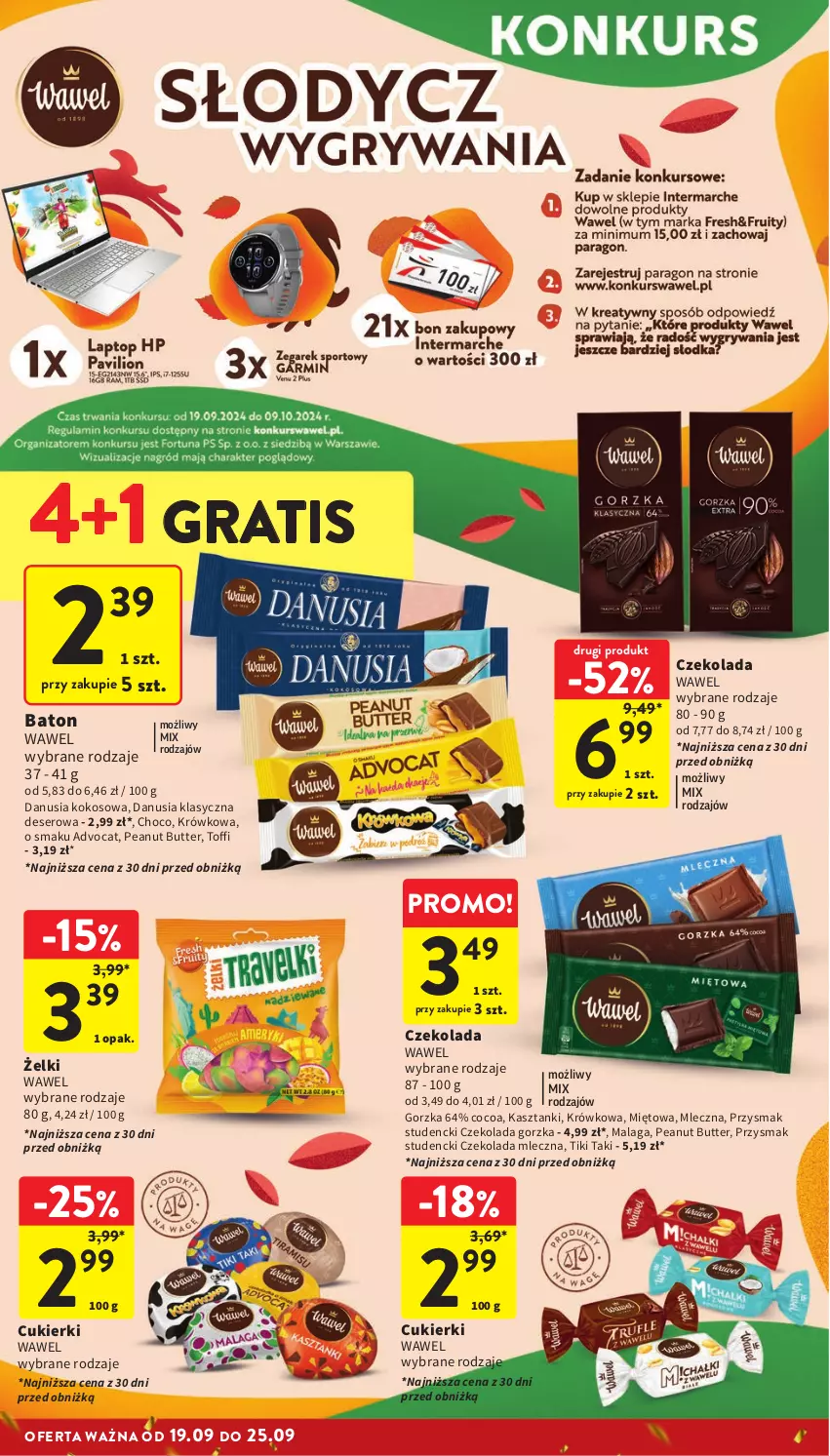 Gazetka promocyjna Intermarche - Gazetka Intermarche - ważna 19.09 do 25.09.2024 - strona 28 - produkty: Baton, Cukier, Cukierki, Czekolada, Czekolada gorzka, Czekolada mleczna, Deser, Gra, Kokos, Ser, Wawel