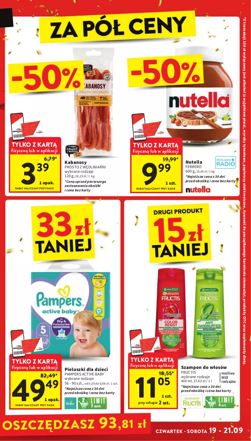 Gazetka promocyjna Intermarche - Gazetka Intermarche - ważna 19.09 do 25.09.2024 - strona 3 - produkty: Dzieci, Ferrero, Fructis, Kabanos, Karmi, Nutella, Pampers, Papier, Piwa, Szampon, Tran