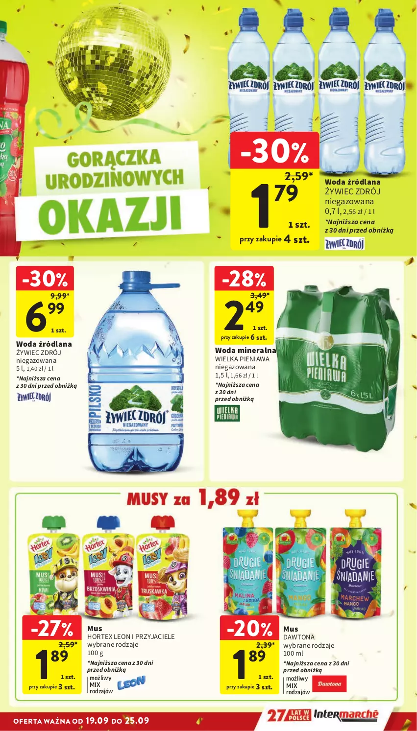 Gazetka promocyjna Intermarche - Gazetka Intermarche - ważna 19.09 do 25.09.2024 - strona 31 - produkty: Dawtona, Hortex, LANA, Leon, Mus, Woda, Woda mineralna