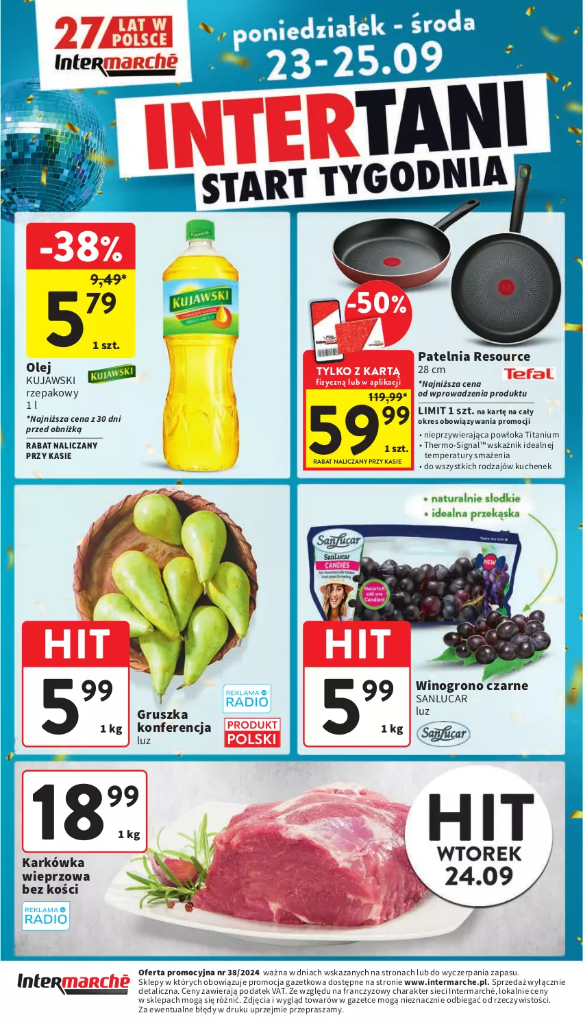 Gazetka promocyjna Intermarche - Gazetka Intermarche - ważna 19.09 do 25.09.2024 - strona 48 - produkty: Karkówka wieprzowa, Kujawski, Olej, Patelnia, Wino