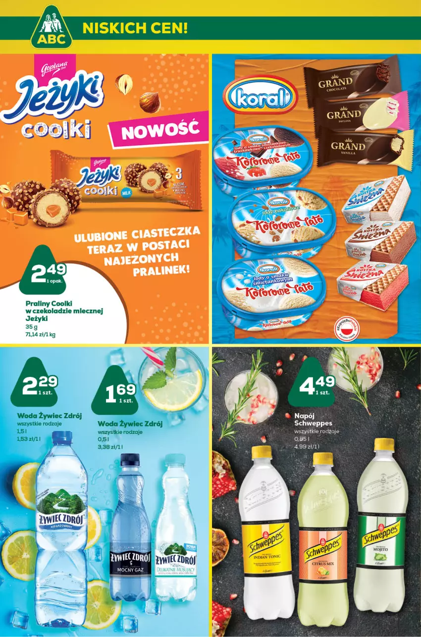 Gazetka promocyjna ABC - Gazetka - ważna 15.09 do 28.09.2022 - strona 10 - produkty: Jeżyki, Praliny, Schweppes, Ser