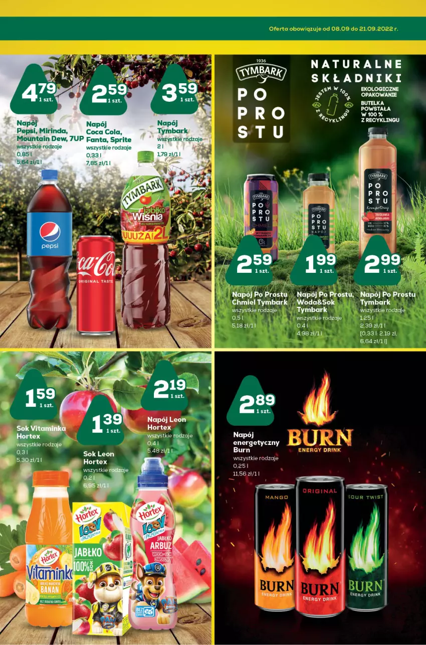 Gazetka promocyjna ABC - Gazetka - ważna 15.09 do 28.09.2022 - strona 11 - produkty: 7up, Fa, Fanta, Hortex, Leon, Mirinda, Napój, Napój energetyczny, Pepsi, Sok, Sprite, Tymbark, Woda