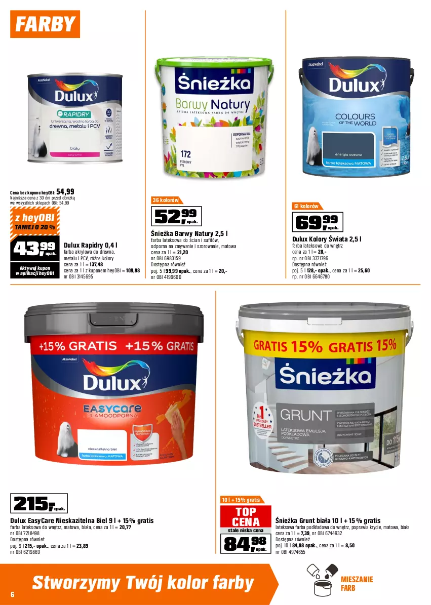 Gazetka promocyjna Obi - Gazetka OBI - ważna 29.07 do 18.08.2026 - strona 6 - produkty: Dulux, Fa, Farba akrylowa, Farba lateksowa, Gra, Grunt, Podkład, Por, Top