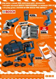 Gazetka promocyjna Obi - Gazetka OBI - Gazetka - ważna od 18.08 do 18.08.2026 - strona 9 - produkty: Młot udarowy, Top, Gra, Rama, Walizka, Szlifierka kątowa, Tran, Warka, Tarka, Wkręt, Torba, Młot, Wkrętarka, Zestaw wierteł, Szlifierka, Bosch, Akumulator, Fa