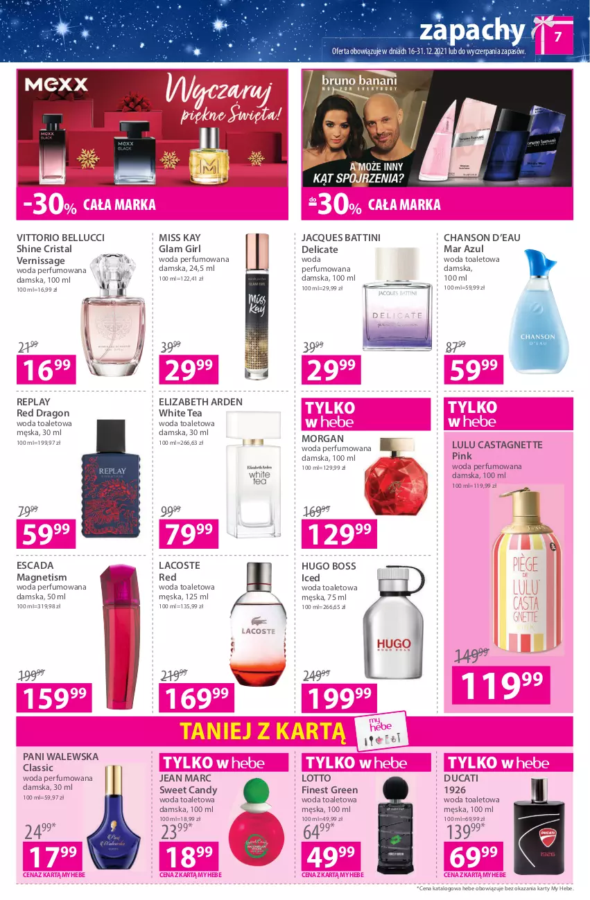 Gazetka promocyjna Hebe - Gazetka - ważna 16.12 do 29.12.2021 - strona 7 - produkty: Bell, Candy, Chanson d’eau, Ducati, Elizabeth Arden, Escada, Hugo Boss, Jean Marc, Lacoste, Perfum, Woda, Woda perfumowana, Woda toaletowa