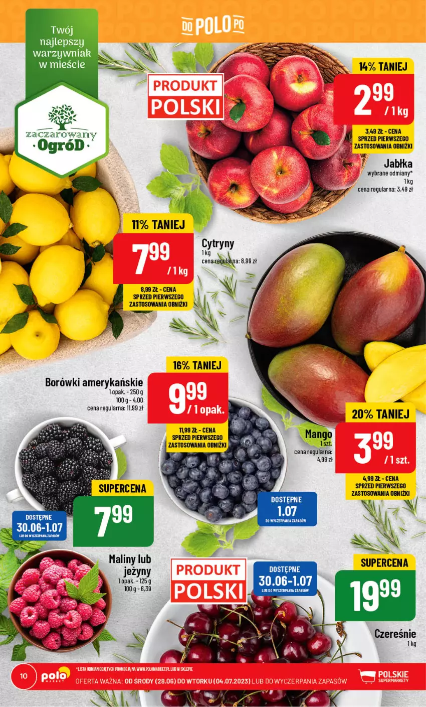 Gazetka promocyjna PoloMarket - Gazetka pomocyjna - ważna 28.06 do 04.07.2023 - strona 10 - produkty: Cytryny, Jabłka, Jeżyny, Maliny, Mango, Ogród