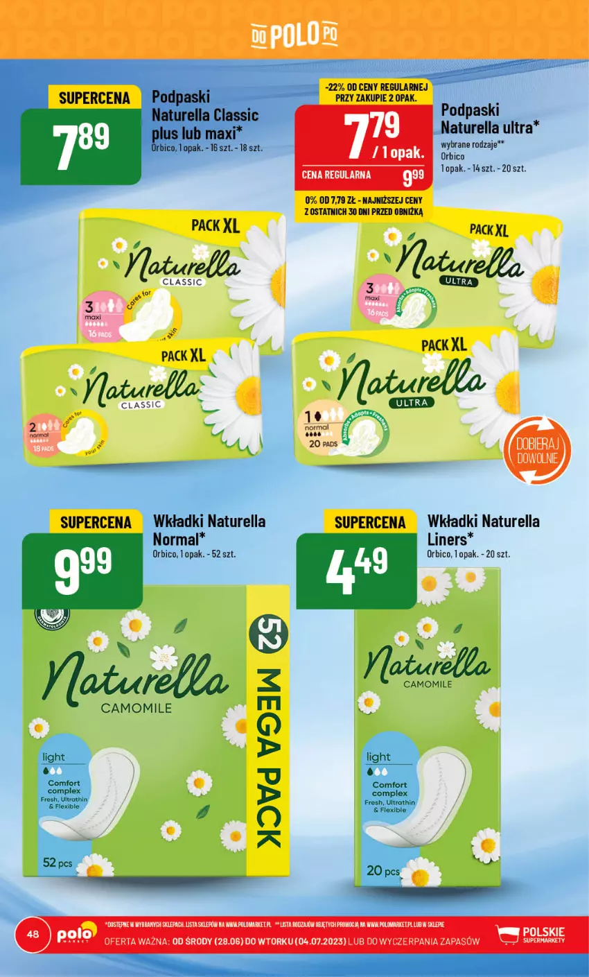 Gazetka promocyjna PoloMarket - Gazetka pomocyjna - ważna 28.06 do 04.07.2023 - strona 48 - produkty: BIC, Naturell, Naturella, Podpaski, Wkładki