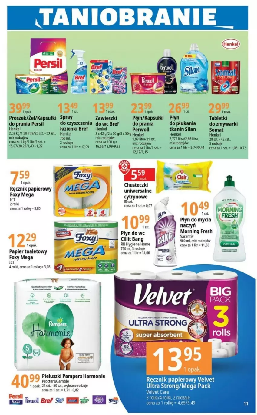 Gazetka promocyjna E Leclerc - ważna 16.08 do 27.08.2023 - strona 3 - produkty: Bref, Chusteczki, Cillit Bang, Foxy, Pampers, Papier, Papier toaletowy, Persil, Ręcznik, Rolki, Top, Velvet