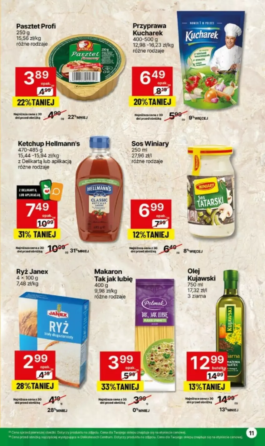 Gazetka promocyjna Delikatesy Centrum - ważna 22.01 do 24.01.2024 - strona 3 - produkty: Ketchup, Kucharek, Kujawski, Makaron, Olej, Pasztet, Ryż, Sos