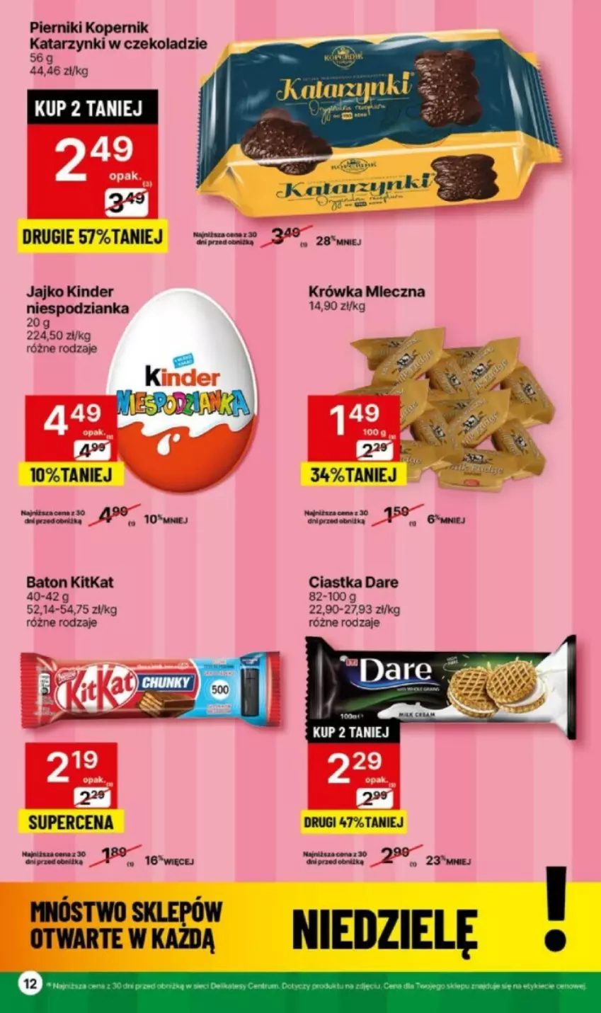 Gazetka promocyjna Delikatesy Centrum - ważna 22.01 do 24.01.2024 - strona 4 - produkty: Baton, Ciastka, Kinder, Piernik