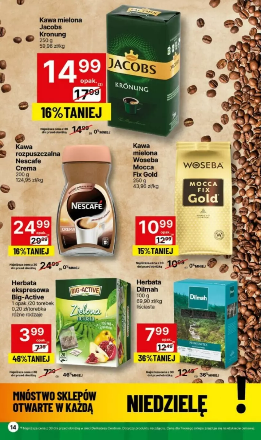 Gazetka promocyjna Delikatesy Centrum - ważna 22.01 do 24.01.2024 - strona 6 - produkty: Dilmah, Herbata, Kawa, Kawa mielona, Torebka, Woseba