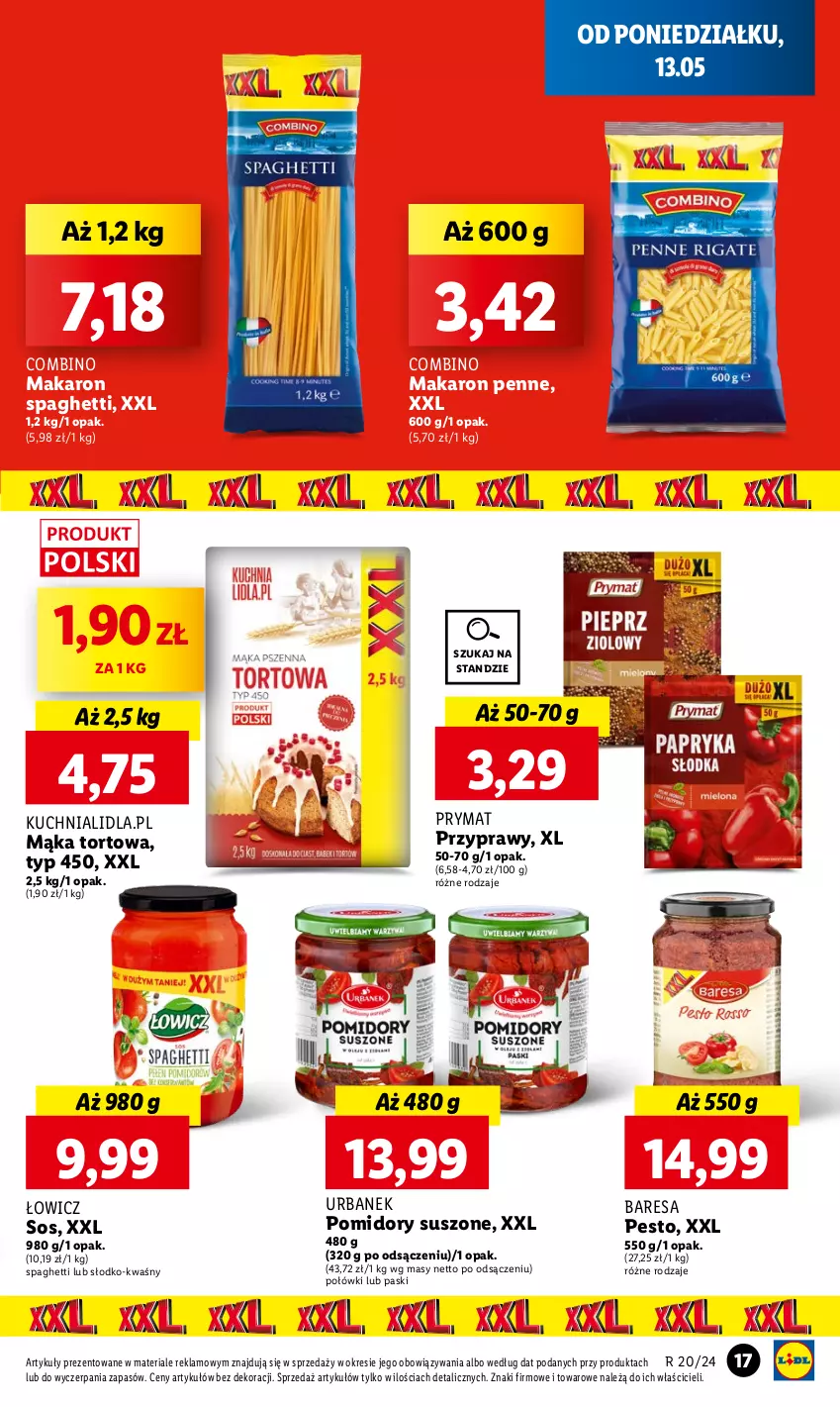 Gazetka promocyjna Lidl - GAZETKA - ważna 13.05 do 15.05.2024 - strona 19 - produkty: Kuchnia, Mąka, Mąka tortowa, Makaron, Penne, Pesto, Pomidory, Prymat, Przyprawy, Sos, Spaghetti