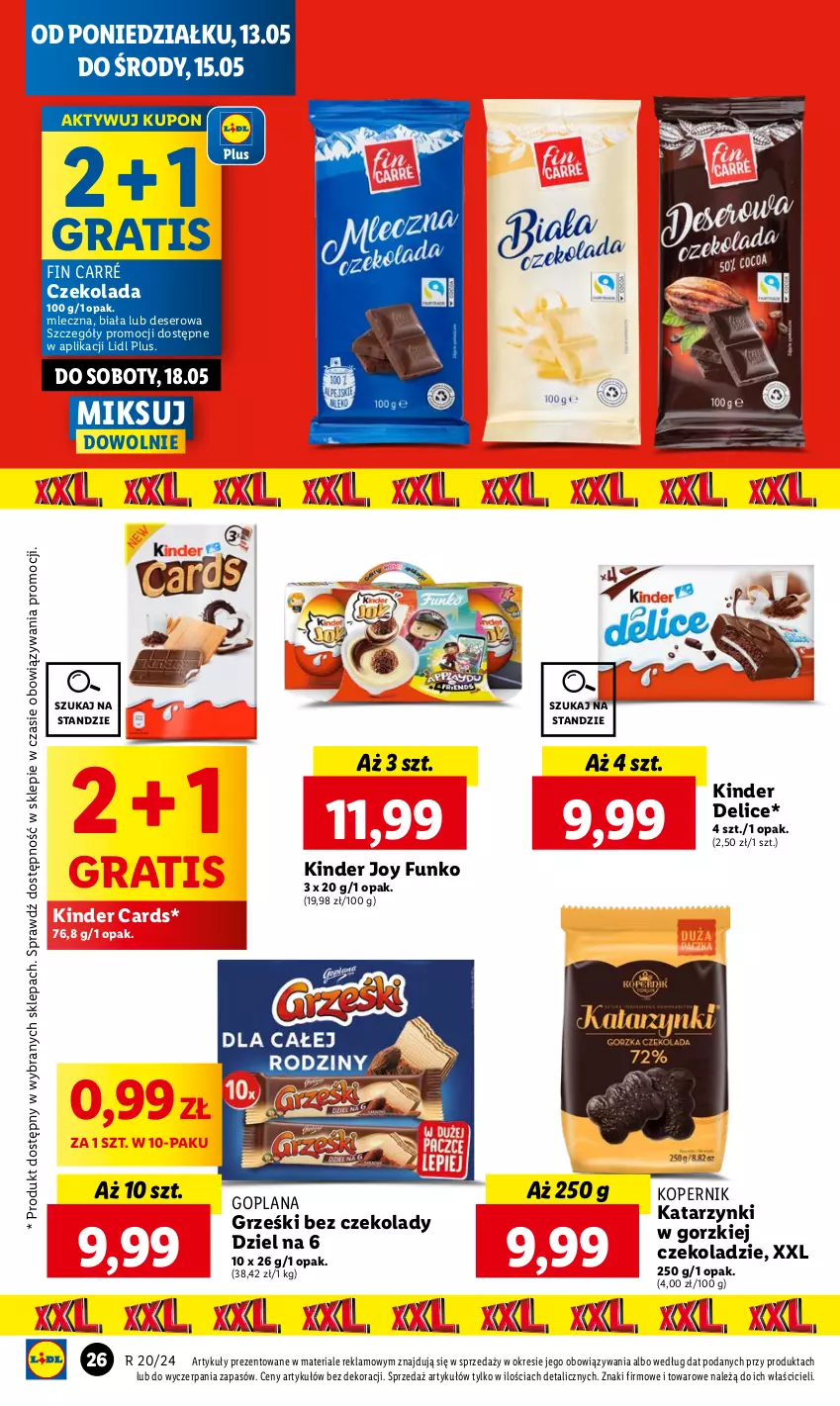 Gazetka promocyjna Lidl - GAZETKA - ważna 13.05 do 15.05.2024 - strona 28 - produkty: Czekolada, Deser, Goplana, Gra, Grześki, Kinder, LANA, Ser