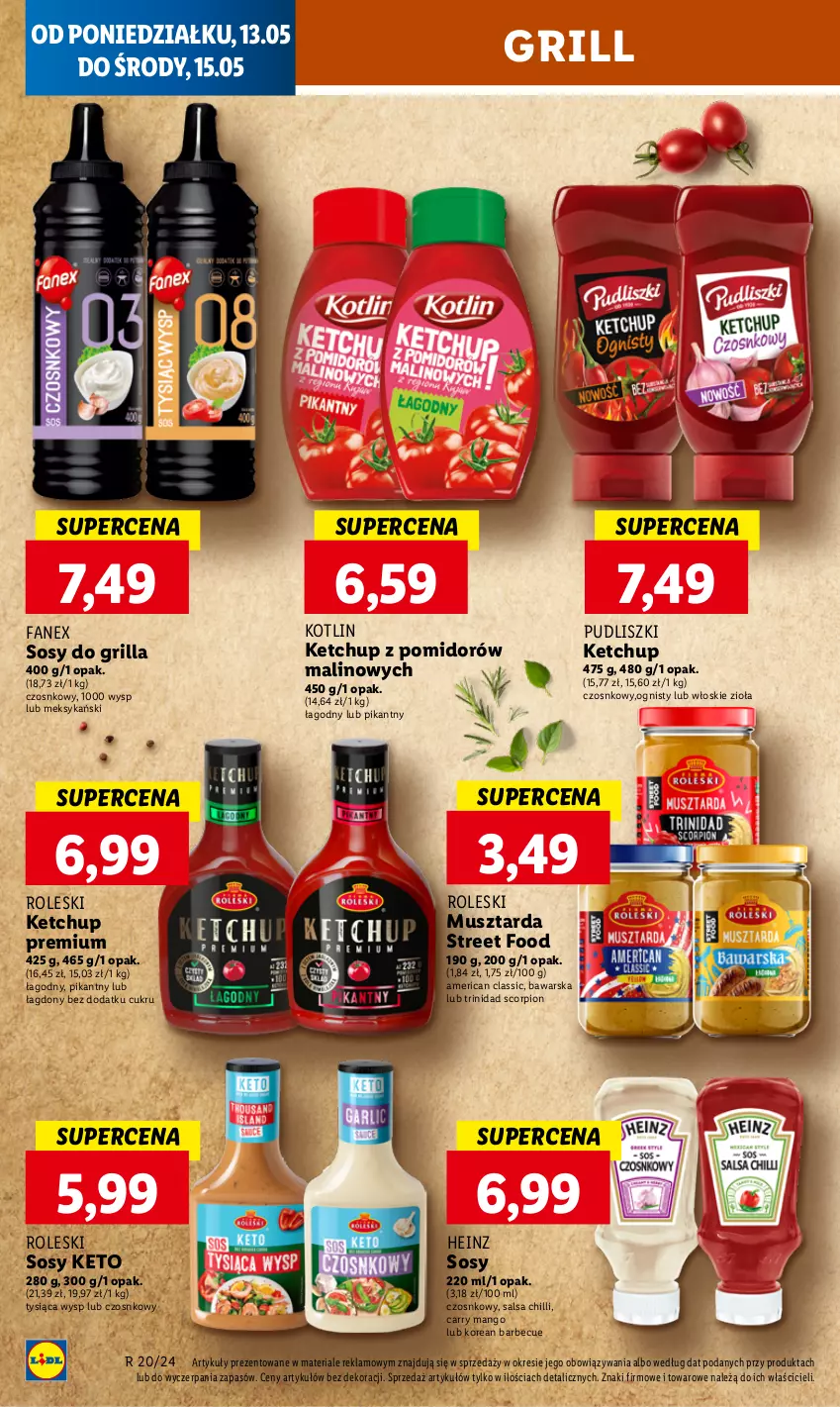 Gazetka promocyjna Lidl - GAZETKA - ważna 13.05 do 15.05.2024 - strona 38 - produkty: Fa, Grill, Heinz, Ketchup, Kotlin, Mango, Mus, Musztarda, Pudliszki, Salsa, Sos